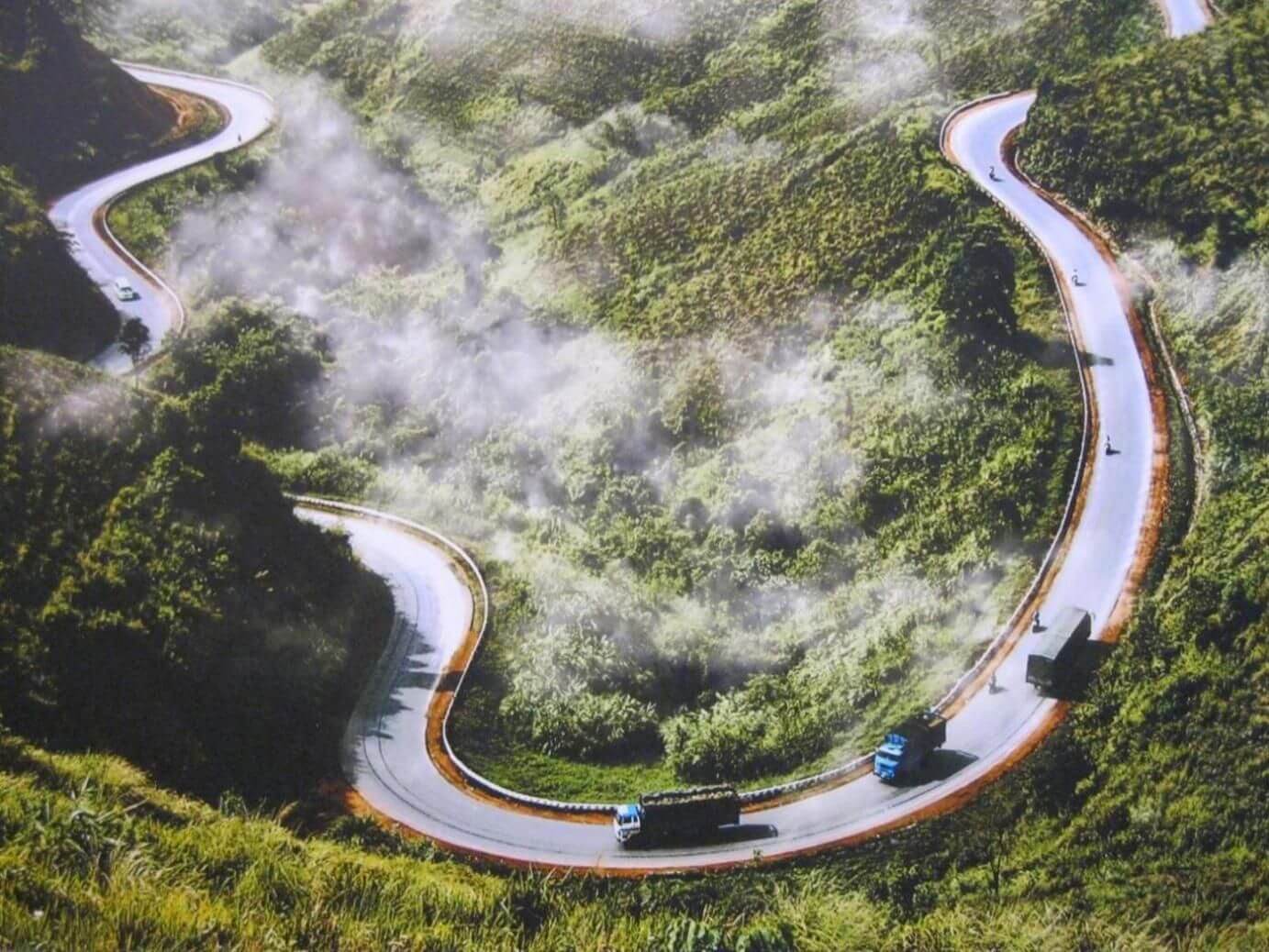Curvy mountain road in northern Vietnam