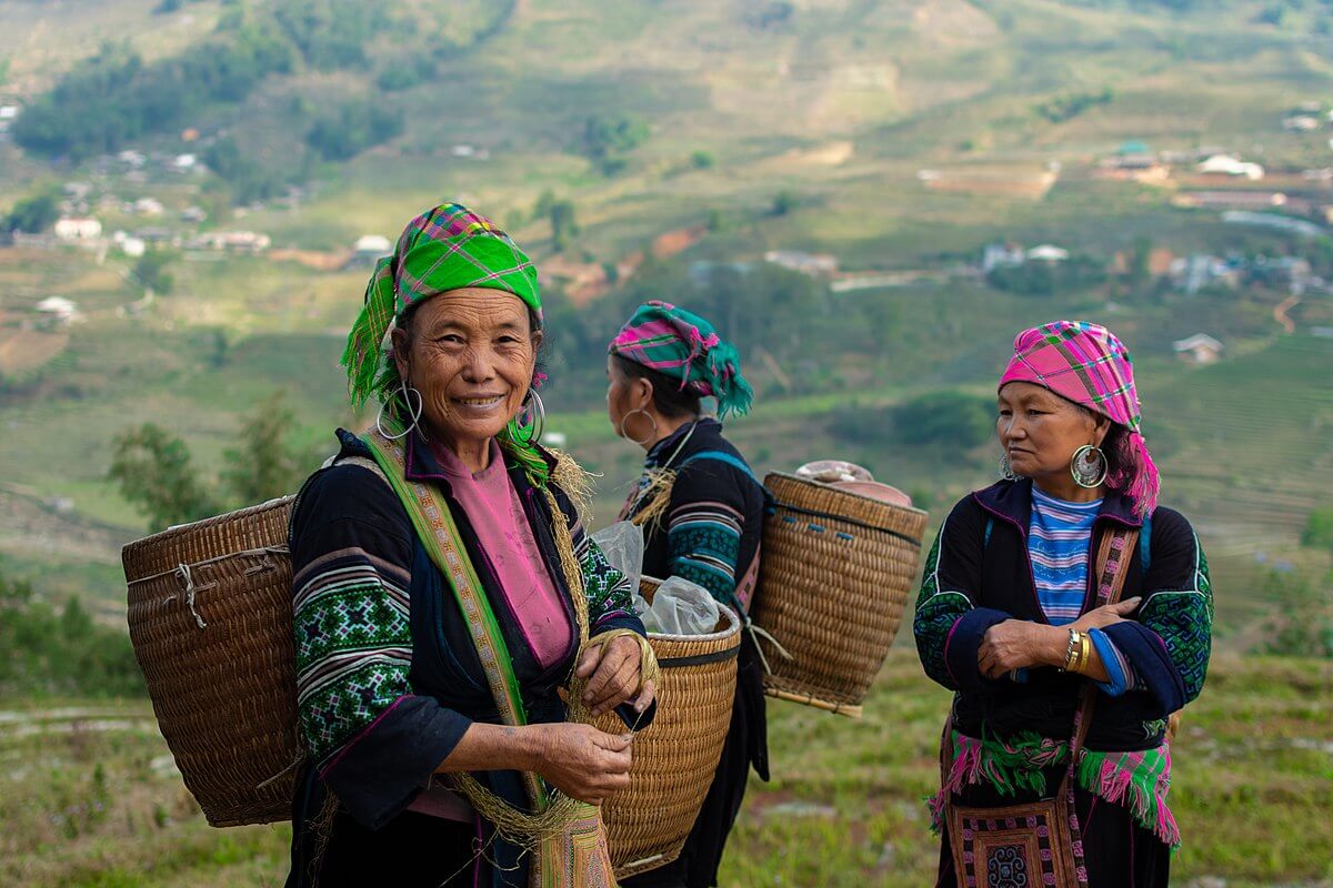 Hmong villagers in traditional clothing