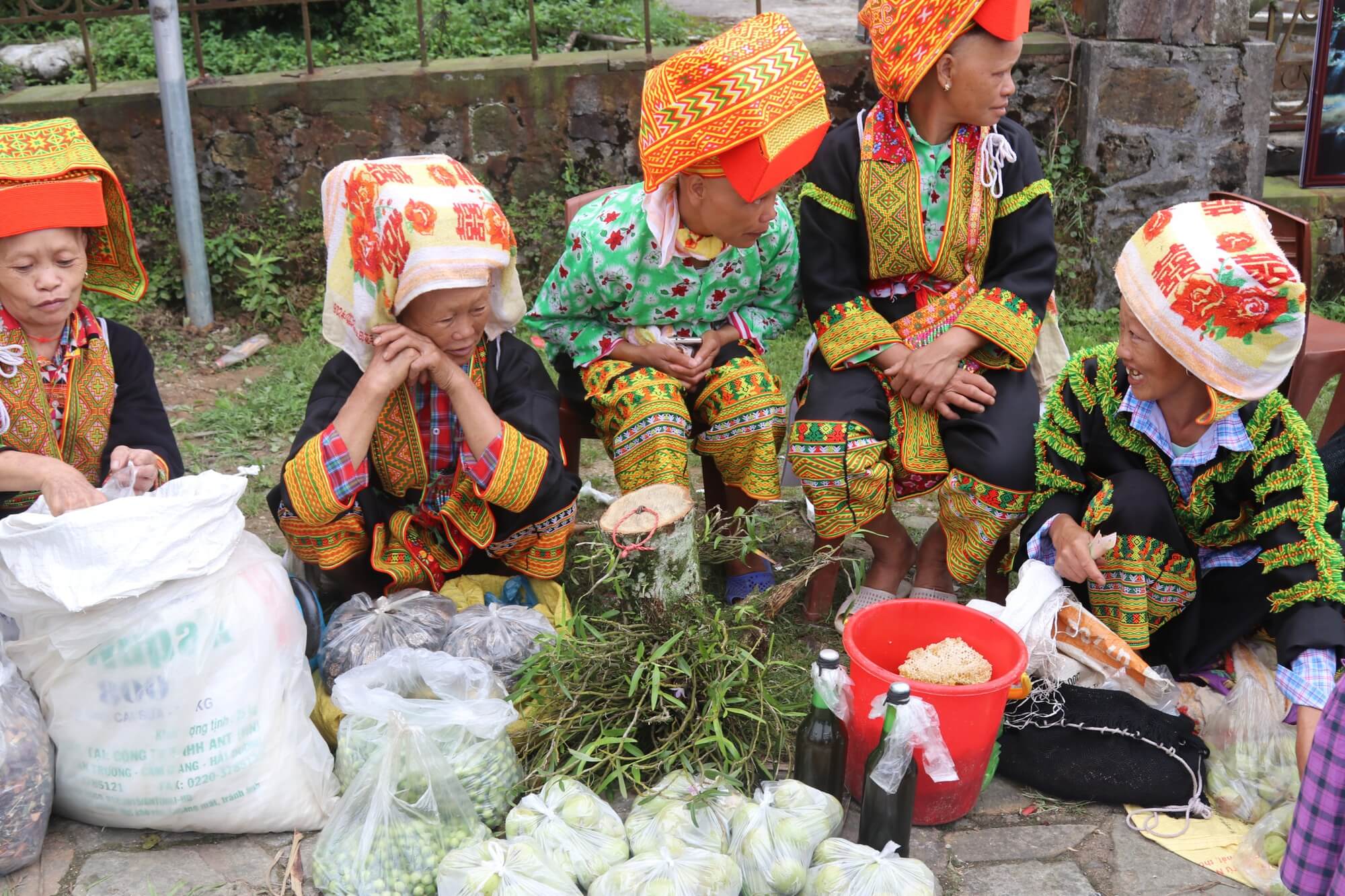 Mountain market with fresh produce and handmade goods