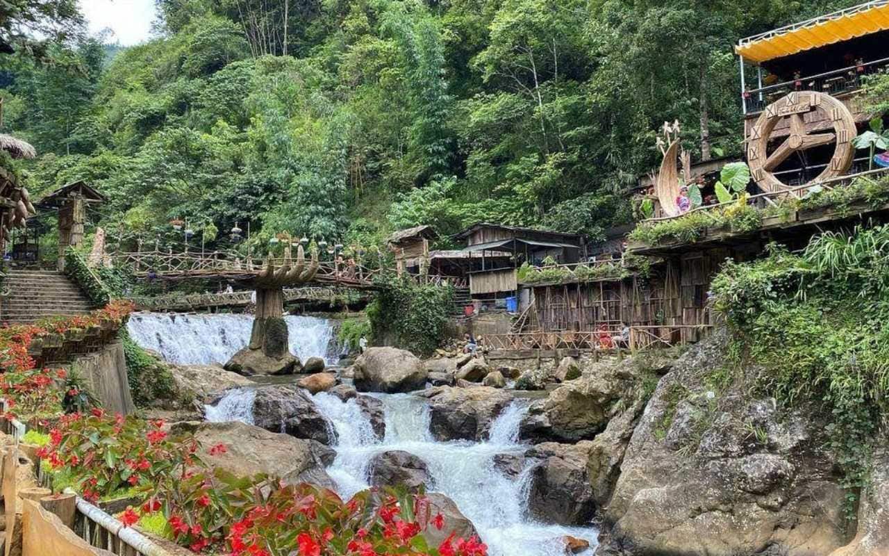 Traditional wooden houses in a hillside village