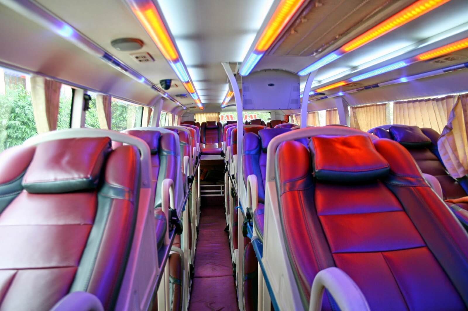 Modern sleeper bus used for long-distance travel in Vietnam