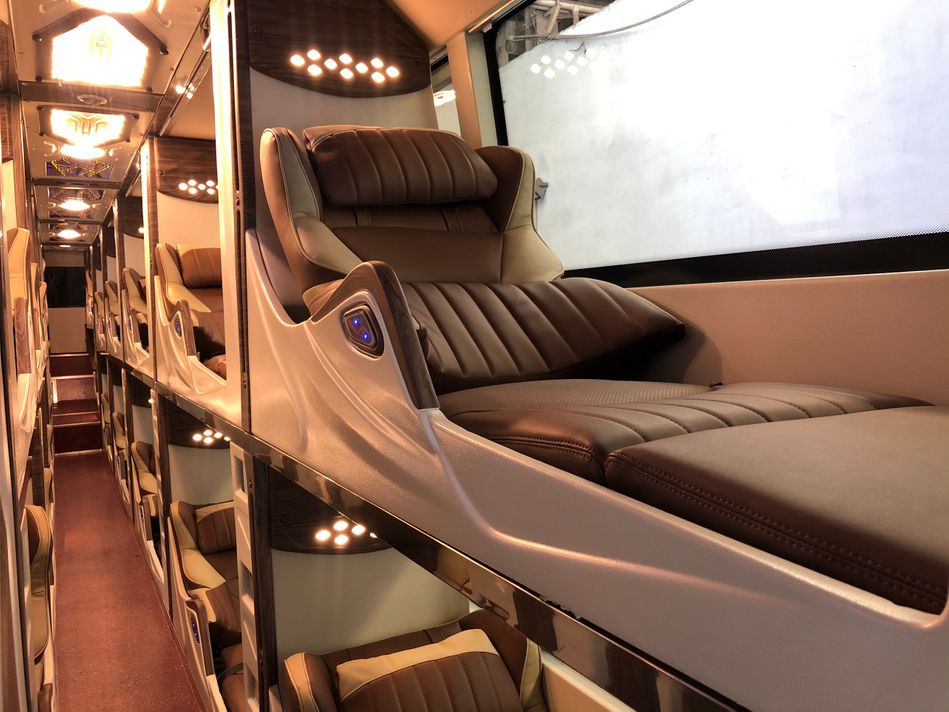 Modern sleeper buses parked at station in Vietnam