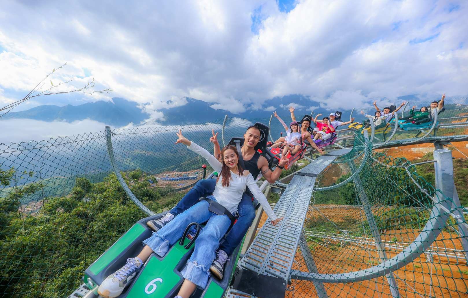 Mountain coaster ride with panoramic valley views in Sapa