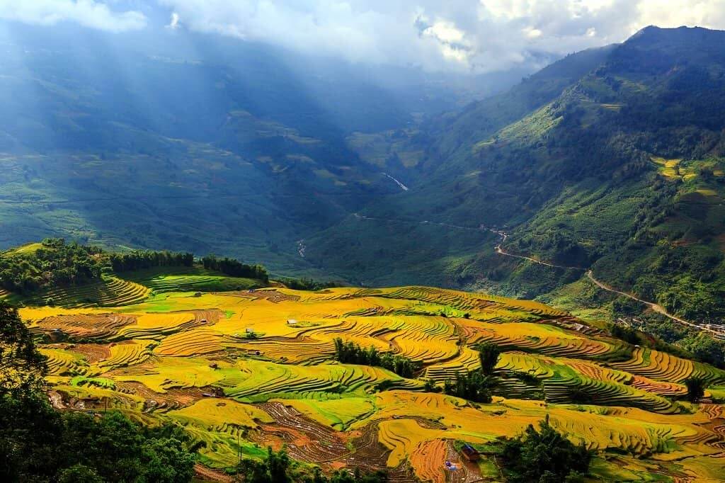 Mountain landscape and rice terraces in Sapa, northern Vietnam