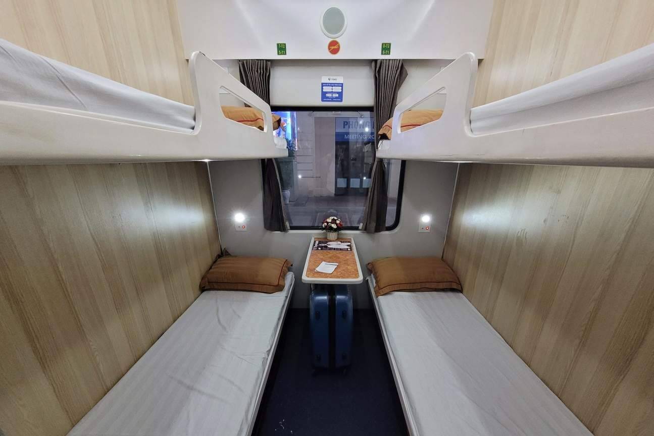 Standard soft sleeper cabin on a Vietnamese overnight train