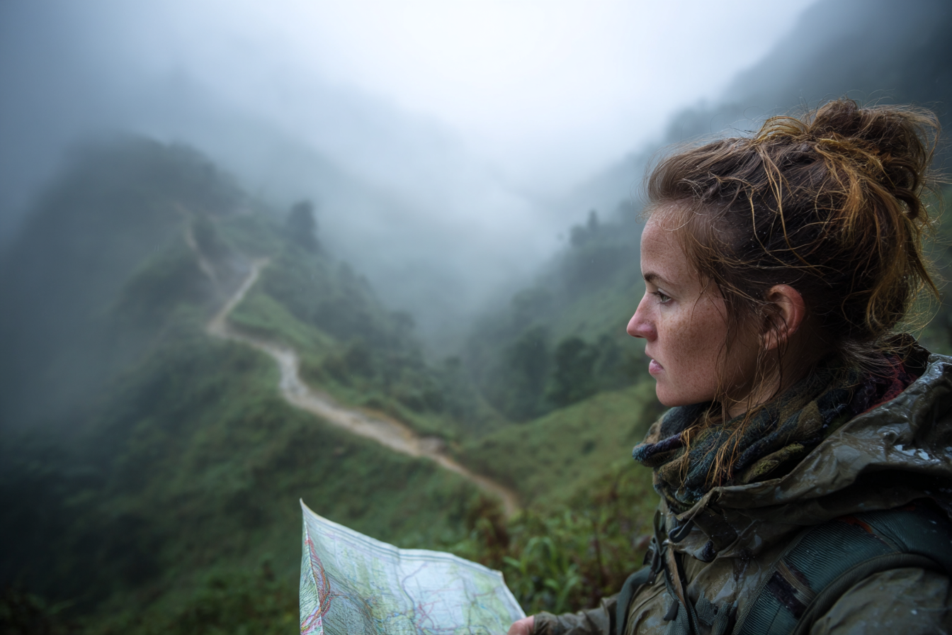 Traveler carrying a light raincoat in Sapa’s changing weather